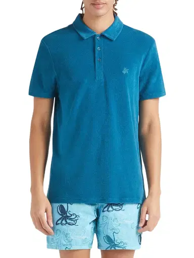 Vilebrequin Men's Terry Cloth Polo Shirt - Paon | Thumbnail 4 Vilebrequin Men's Terry Cloth Polo Shirt - Paon | Thumbnail 4