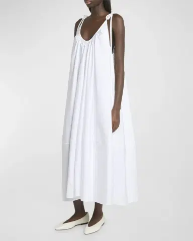 Co Sleeveless Gathered Maxi Shift Dress | Thumbnail 3 Co Sleeveless Gathered Maxi Shift Dress | Thumbnail 3