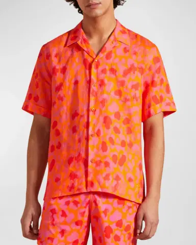 Vilebrequin Men's New Leopard Linen Camp Shirt | Thumbnail 4 Vilebrequin Men's New Leopard Linen Camp Shirt | Thumbnail 4