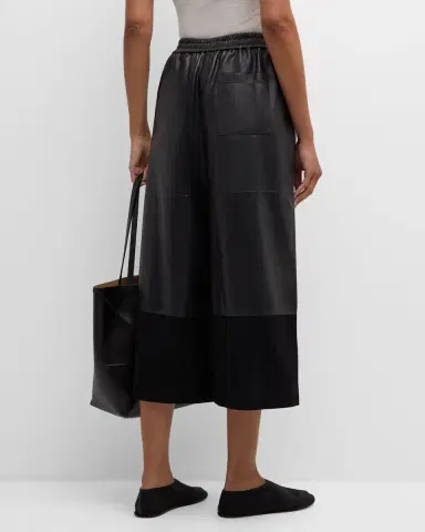 LOEWE Cropped Leather and Suede Trousers | Thumbnail 3 LOEWE Cropped Leather and Suede Trousers | Thumbnail 3