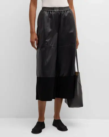 LOEWE Cropped Leather and Suede Trousers | Thumbnail 4 LOEWE Cropped Leather and Suede Trousers | Thumbnail 4