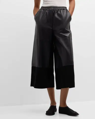 LOEWE Cropped Leather and Suede Trousers | Thumbnail 7 LOEWE Cropped Leather and Suede Trousers | Thumbnail 7