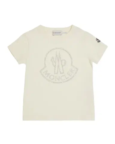 Moncler Girl's Embellished Bell Logo T-Shirt, Size 8-14 | Thumbnail 1 Moncler Girl's Embellished Bell Logo T-Shirt, Size 8-14 | Thumbnail 1
