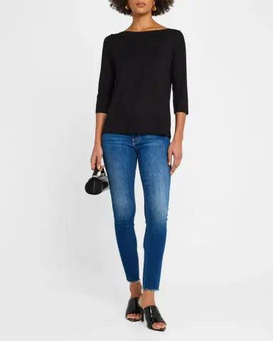 Majestic Filatures Soft Touch 3/4-Sleeve Pleat Back Crewneck Tee | Thumbnail 2 Majestic Filatures Soft Touch 3/4-Sleeve Pleat Back Crewneck Tee | Thumbnail 2