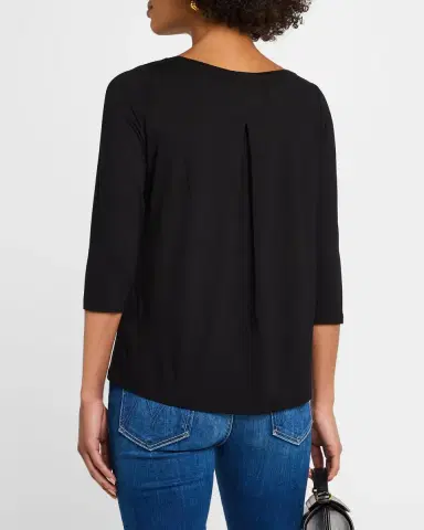 Majestic Filatures Soft Touch 3/4-Sleeve Pleat Back Crewneck Tee | Thumbnail 3 Majestic Filatures Soft Touch 3/4-Sleeve Pleat Back Crewneck Tee | Thumbnail 3