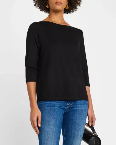 Majestic Filatures Soft Touch 3/4-Sleeve Pleat Back Crewneck Tee | Thumbnail 4 Majestic Filatures Soft Touch 3/4-Sleeve Pleat Back Crewneck Tee | Thumbnail 4