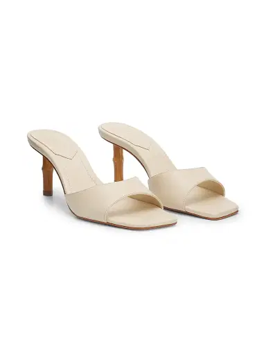 Schutz Women's Leena 75MM Bamboo-Heel Leather Mules - Egg Shell - Size 6 | Thumbnail 2 Schutz Women's Leena 75MM Bamboo-Heel Leather Mules - Egg Shell - Size 6 | Thumbnail 2