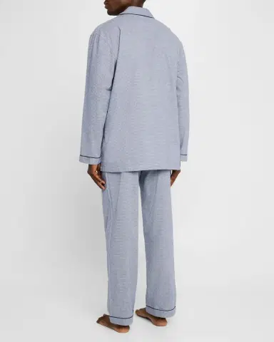 Neiman Marcus Men's Cotton Micro-Check Long Pajama Set | Thumbnail 3 Neiman Marcus Men's Cotton Micro-Check Long Pajama Set | Thumbnail 3