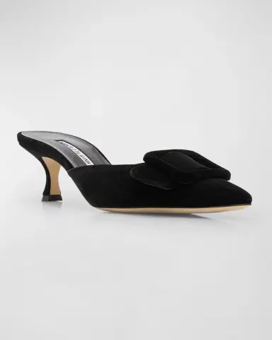 Manolo Blahnik Maysale Velvet Buckle Mule Pumps | Thumbnail 3 Manolo Blahnik Maysale Velvet Buckle Mule Pumps | Thumbnail 3