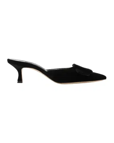 Manolo Blahnik Maysale Velvet Buckle Mule Pumps | Thumbnail 1 Manolo Blahnik Maysale Velvet Buckle Mule Pumps | Thumbnail 1