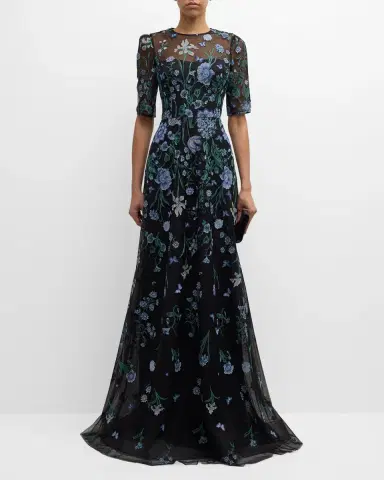 Rickie Freeman for Teri Jon Embroidered A-Line Tulle Gown | Thumbnail 2 Rickie Freeman for Teri Jon Embroidered A-Line Tulle Gown | Thumbnail 2