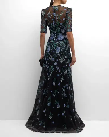Rickie Freeman for Teri Jon Embroidered A-Line Tulle Gown | Thumbnail 6 Rickie Freeman for Teri Jon Embroidered A-Line Tulle Gown | Thumbnail 6