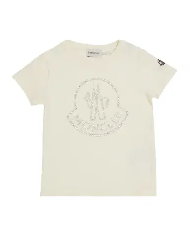 Moncler Girl's Embellished Bell Logo T-Shirt, Size -6 | Thumbnail 1 Moncler Girl's Embellished Bell Logo T-Shirt, Size -6 | Thumbnail 1