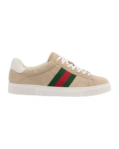Gucci Men's Ace Suede Monogram Low-Top Sneakers | Thumbnail 1 Gucci Men's Ace Suede Monogram Low-Top Sneakers | Thumbnail 1