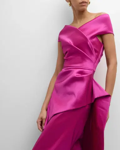 Rickie Freeman for Teri Jon Pleated Off-Shoulder Peplum Gown | Thumbnail 7 Rickie Freeman for Teri Jon Pleated Off-Shoulder Peplum Gown | Thumbnail 7