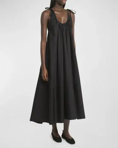 Co Sleeveless Gathered Maxi Shift Dress | Thumbnail 3 Co Sleeveless Gathered Maxi Shift Dress | Thumbnail 3