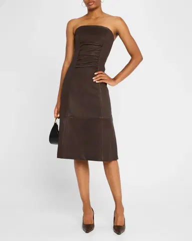 STAUD Bowery Strapless Nappa Leather Dress | Thumbnail 2 STAUD Bowery Strapless Nappa Leather Dress | Thumbnail 2