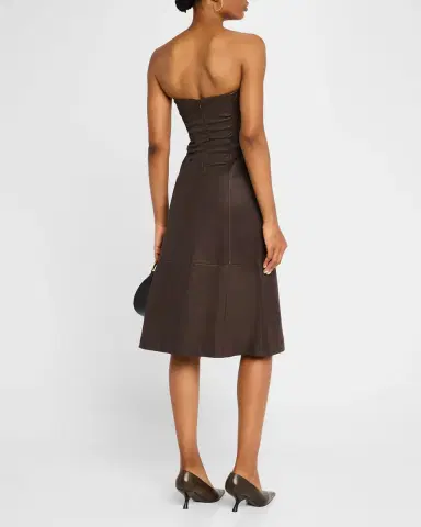 STAUD Bowery Strapless Nappa Leather Dress | Thumbnail 3 STAUD Bowery Strapless Nappa Leather Dress | Thumbnail 3