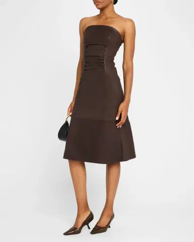 STAUD Bowery Strapless Nappa Leather Dress | Thumbnail 4 STAUD Bowery Strapless Nappa Leather Dress | Thumbnail 4