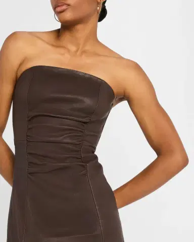 STAUD Bowery Strapless Nappa Leather Dress | Thumbnail 5 STAUD Bowery Strapless Nappa Leather Dress | Thumbnail 5