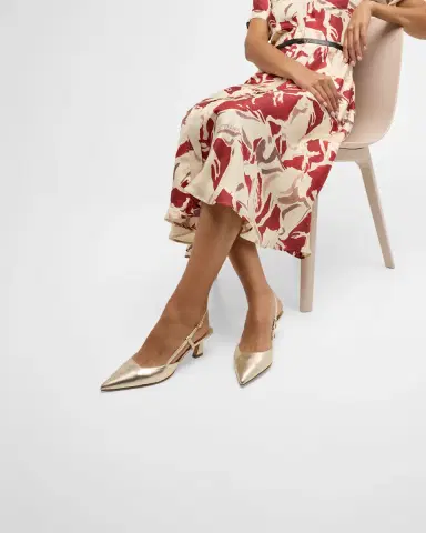 Stuart Weitzman Vinnie Metallic Kitten Slingback Pumps | Thumbnail 2 Stuart Weitzman Vinnie Metallic Kitten Slingback Pumps | Thumbnail 2