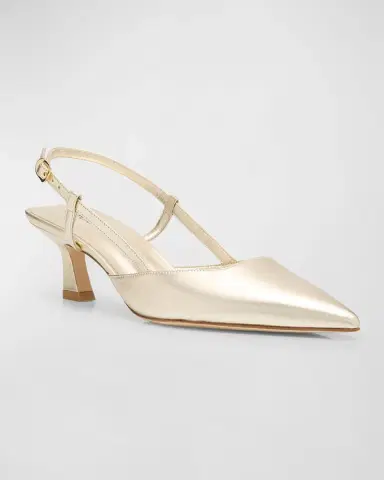Stuart Weitzman Vinnie Metallic Kitten Slingback Pumps | Thumbnail 3 Stuart Weitzman Vinnie Metallic Kitten Slingback Pumps | Thumbnail 3