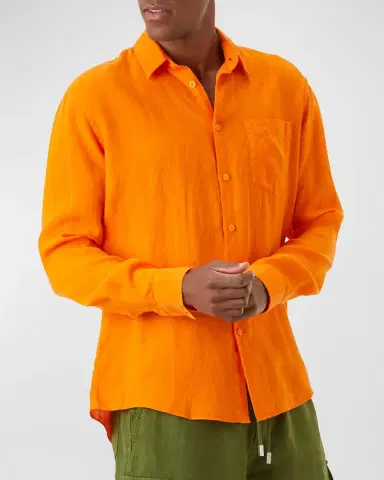 Vilebrequin Men 's Caroubis Solid Linen Sport Shirt | Thumbnail 2 Vilebrequin Men 's Caroubis Solid Linen Sport Shirt | Thumbnail 2