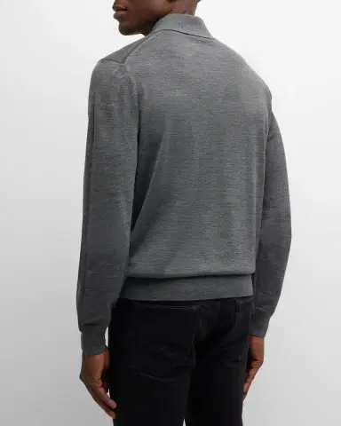 Tom Ford Men's Fine-Gauge Wool Polo Sweater | Thumbnail 3 Tom Ford Men's Fine-Gauge Wool Polo Sweater | Thumbnail 3