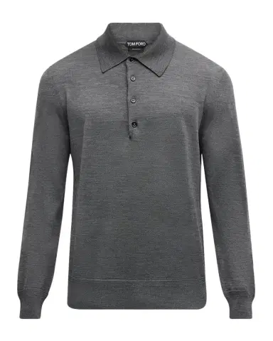 Tom Ford Men's Fine-Gauge Wool Polo Sweater | Thumbnail 1 Tom Ford Men's Fine-Gauge Wool Polo Sweater | Thumbnail 1