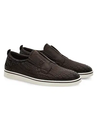 Ferragamo Men's Alfie Braided Leather Slip-On Shoes | Thumbnail 4 Ferragamo Men's Alfie Braided Leather Slip-On Shoes | Thumbnail 4