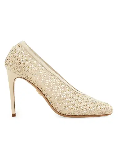 FERRAGAMO Women's Sol 95MM Lace Stiletto Pumps - Mascarpone | Thumbnail 1 FERRAGAMO Women's Sol 95MM Lace Stiletto Pumps - Mascarpone | Thumbnail 1