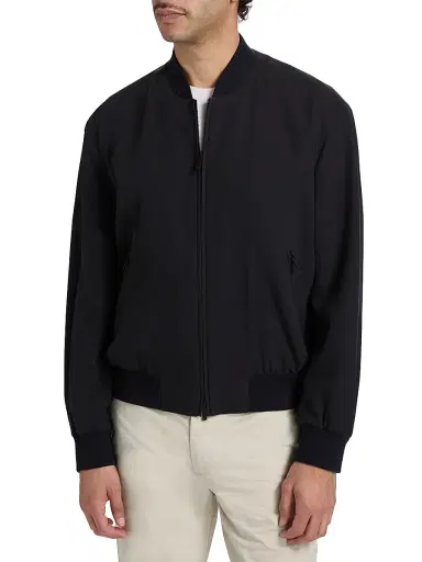 Giorgio Armani Men's Cotton-Blend Bomber Jacket - Solid Blue | Thumbnail 3 Giorgio Armani Men's Cotton-Blend Bomber Jacket - Solid Blue | Thumbnail 3