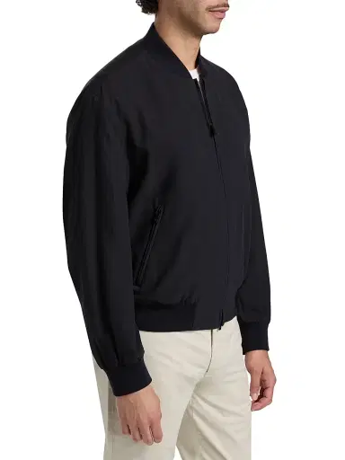 Giorgio Armani Men's Cotton-Blend Bomber Jacket - Solid Blue | Thumbnail 4 Giorgio Armani Men's Cotton-Blend Bomber Jacket - Solid Blue | Thumbnail 4