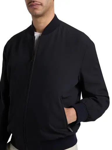 Giorgio Armani Men's Cotton-Blend Bomber Jacket - Solid Blue | Thumbnail 6 Giorgio Armani Men's Cotton-Blend Bomber Jacket - Solid Blue | Thumbnail 6