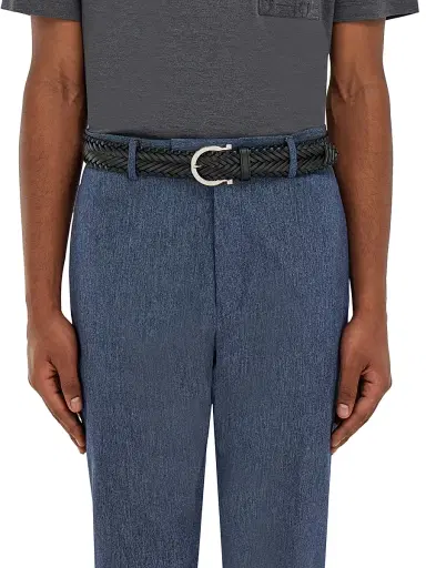 Ferragamo Men's Testa Di Moro Woven Leather Belt - Nero - Size 46 | Thumbnail 2 Ferragamo Men's Testa Di Moro Woven Leather Belt - Nero - Size 46 | Thumbnail 2