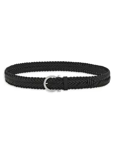Ferragamo Men's Testa Di Moro Woven Leather Belt - Nero - Size 46 | Thumbnail 1 Ferragamo Men's Testa Di Moro Woven Leather Belt - Nero - Size 46 | Thumbnail 1
