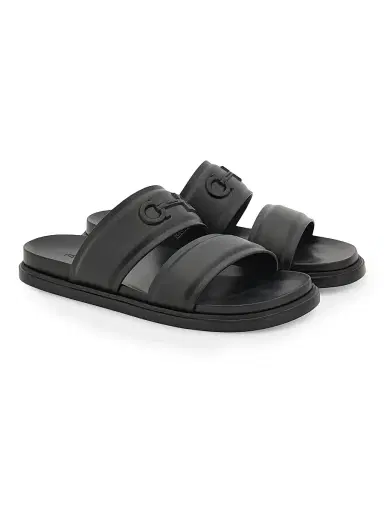 FERRAGAMO Men's Saint Barth Double-Strap Sandals - Nero | Thumbnail 2 FERRAGAMO Men's Saint Barth Double-Strap Sandals - Nero | Thumbnail 2