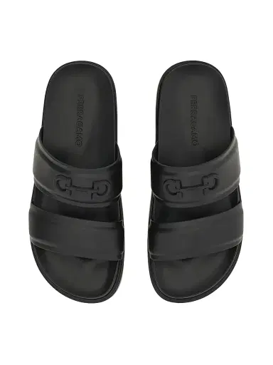 FERRAGAMO Men's Saint Barth Double-Strap Sandals - Nero | Thumbnail 4 FERRAGAMO Men's Saint Barth Double-Strap Sandals - Nero | Thumbnail 4