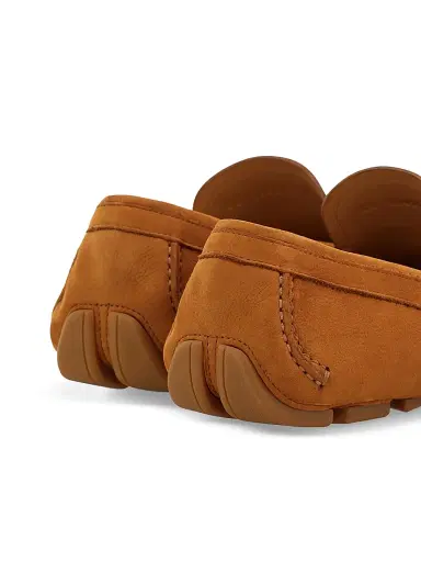 FERRAGAMO Men's Nubuck Gancini Driver Loafers - Naturale | Thumbnail 4 FERRAGAMO Men's Nubuck Gancini Driver Loafers - Naturale | Thumbnail 4