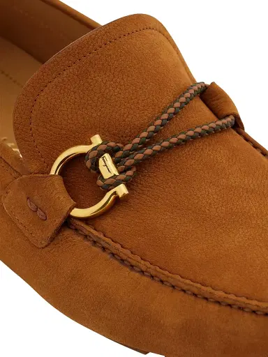 FERRAGAMO Men's Nubuck Gancini Driver Loafers - Naturale | Thumbnail 6 FERRAGAMO Men's Nubuck Gancini Driver Loafers - Naturale | Thumbnail 6