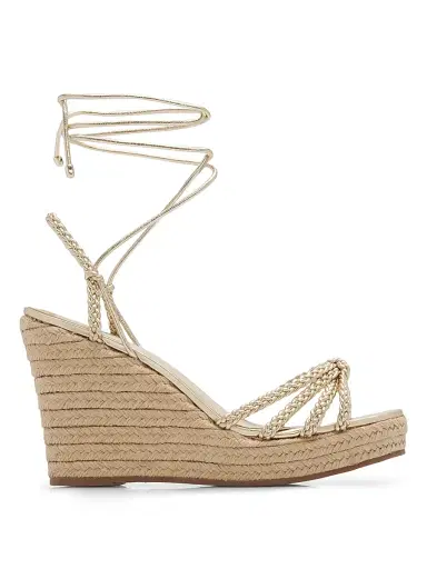 Schutz Women's Adele 95MM Leather Ankle-Wrap Wedge Sandals - Platinum - Size 11 | Thumbnail 1 Schutz Women's Adele 95MM Leather Ankle-Wrap Wedge Sandals - Platinum - Size 11 | Thumbnail 1