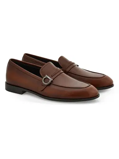 FERRAGAMO Men's Venice Gancini Leather Loafers - Naturale | Thumbnail 2 FERRAGAMO Men's Venice Gancini Leather Loafers - Naturale | Thumbnail 2