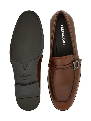 FERRAGAMO Men's Venice Gancini Leather Loafers - Naturale | Thumbnail 5 FERRAGAMO Men's Venice Gancini Leather Loafers - Naturale | Thumbnail 5
