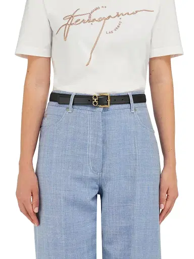 Ferragamo Women's Gancio Slim Leather Belt | Thumbnail 2 Ferragamo Women's Gancio Slim Leather Belt | Thumbnail 2