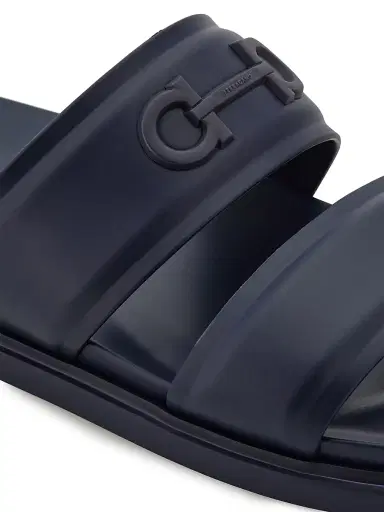 FERRAGAMO Men's Saint Barth Double-Strap Sandals - Navy | Thumbnail 6 FERRAGAMO Men's Saint Barth Double-Strap Sandals - Navy | Thumbnail 6