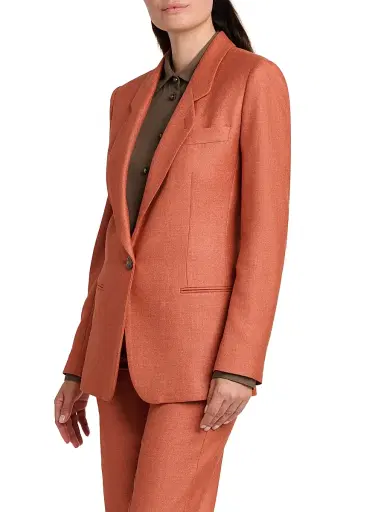 Giorgio Armani Women's Silk-Wool Single-Button Blazer - Solid Dark Orange - Size 4 | Thumbnail 4 Giorgio Armani Women's Silk-Wool Single-Button Blazer - Solid Dark Orange - Size 4 | Thumbnail 4