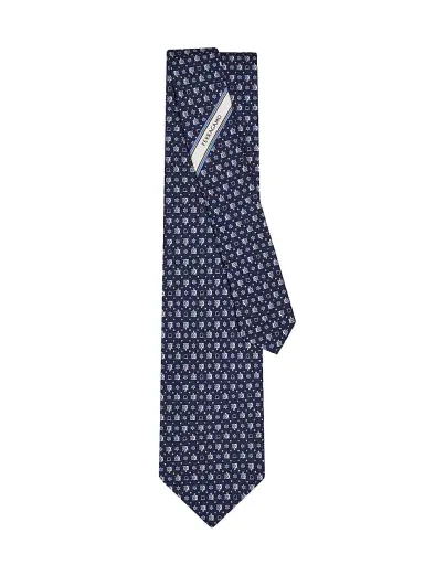 Ferragamo Men's Nuga Silk Turtle Tie - Navy Azzurro | Thumbnail 3 Ferragamo Men's Nuga Silk Turtle Tie - Navy Azzurro | Thumbnail 3