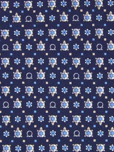 Ferragamo Men's Nuga Silk Turtle Tie - Navy Azzurro | Thumbnail 4 Ferragamo Men's Nuga Silk Turtle Tie - Navy Azzurro | Thumbnail 4