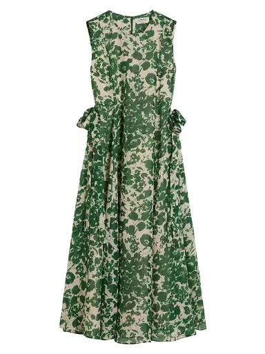 Max Mara Women's Printed Ramie Canvas Dress - Green | Thumbnail 1 Max Mara Women's Printed Ramie Canvas Dress - Green | Thumbnail 1
