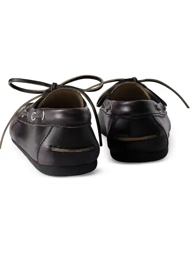 Miu Miu Women's Unlined Bleached Leather Boat Shoes - Black | Thumbnail 3 Miu Miu Women's Unlined Bleached Leather Boat Shoes - Black | Thumbnail 3